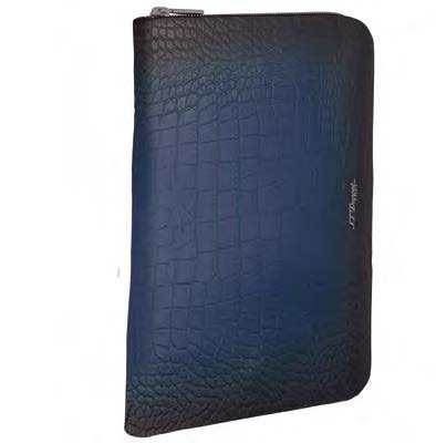 New Zippered Travel Conference Pad Croco Pattern Le Grand Blue