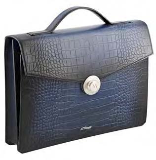 New 1 Gusset Breifcase Croco Pattern Le Grand Blue