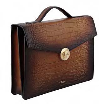 New 1 Gusset Breifcase Croco Pattern Le Grand Brown