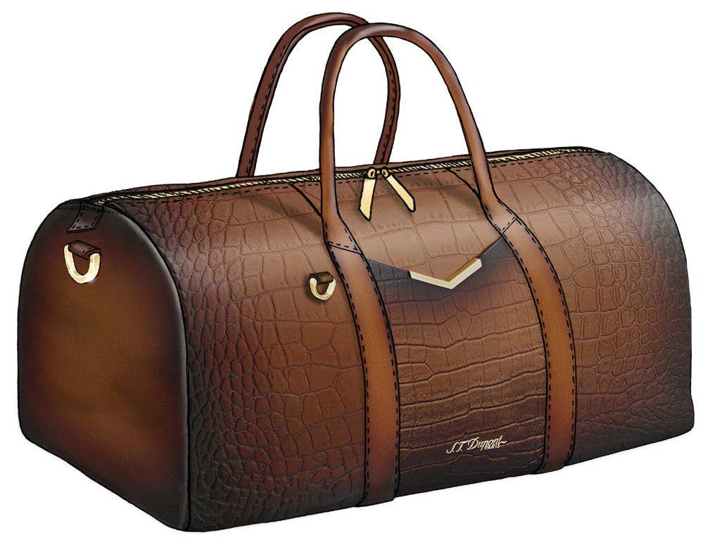 New 48H Travel Bag Croco Pattern Le Grand Brown