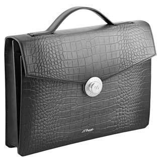 New 1 Gusset Breifcase Croco Pattern Le Grand Black
