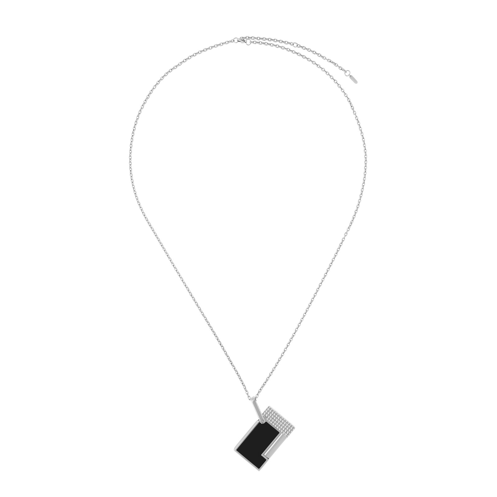 Line 2 Necklace Silvery / Blk Lacq