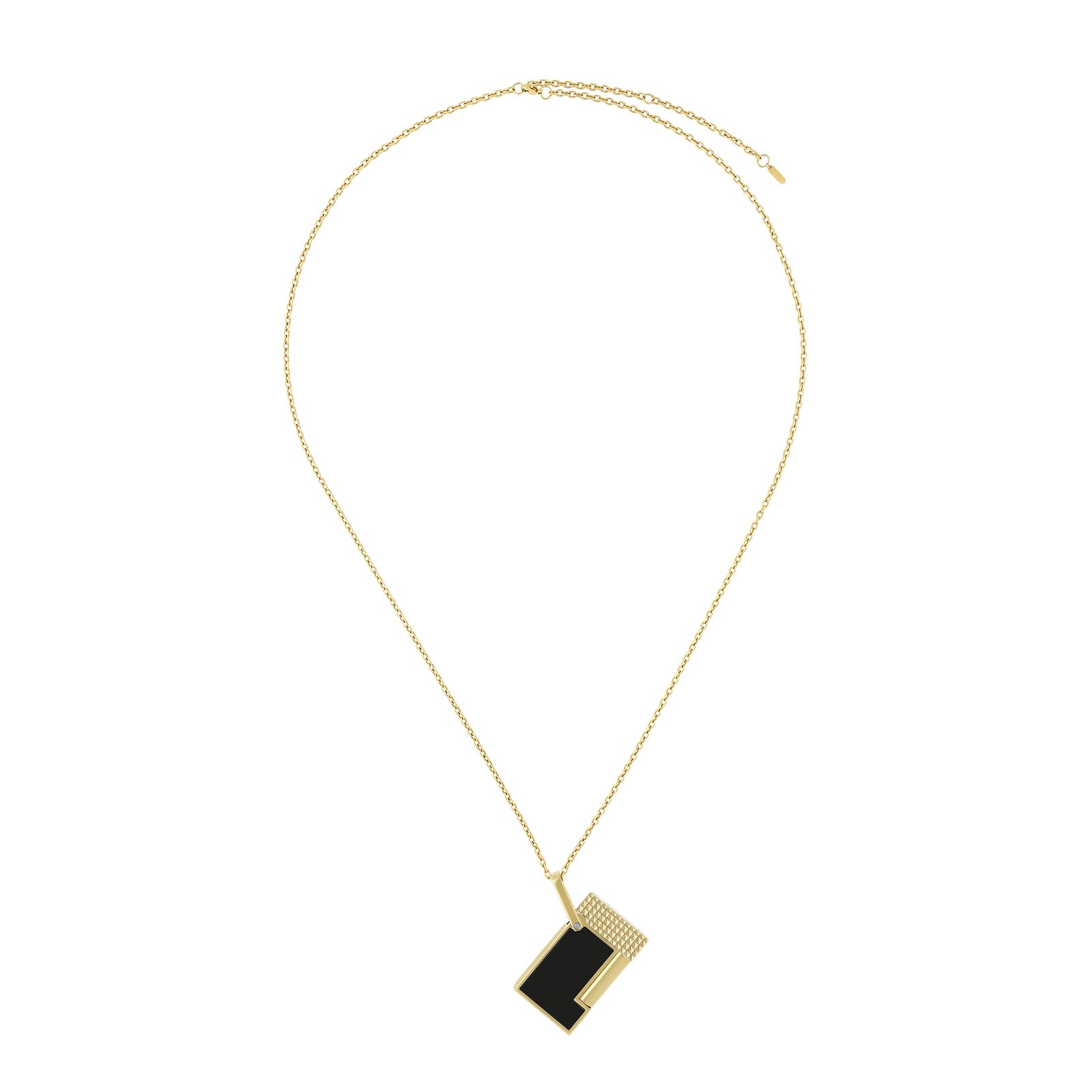 Line 2 Necklace Golden / Blk Lacq